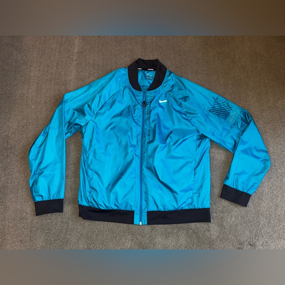 Like-New Nike Running Men’s size XXL Teal Dri-Fit Windbreaker Jacket